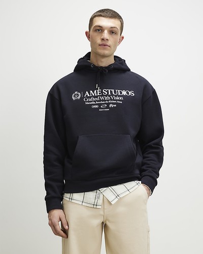 River island mens hoodie navy - island,