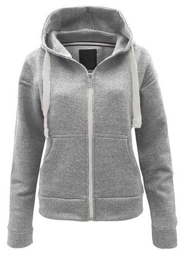 Ladies fleece plain zip hoodie - ladies,
